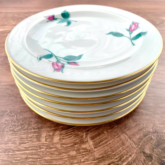 1952 Easterling Bavaria Radiance - Pink Roses Gold Trim - Bread and Butter Plate - Picture 2 of 2